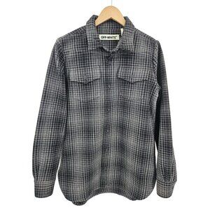 Off-White c/o Virgil Abloh Flannel Mens XS Oversized Jacket Shirt Plaid Grey